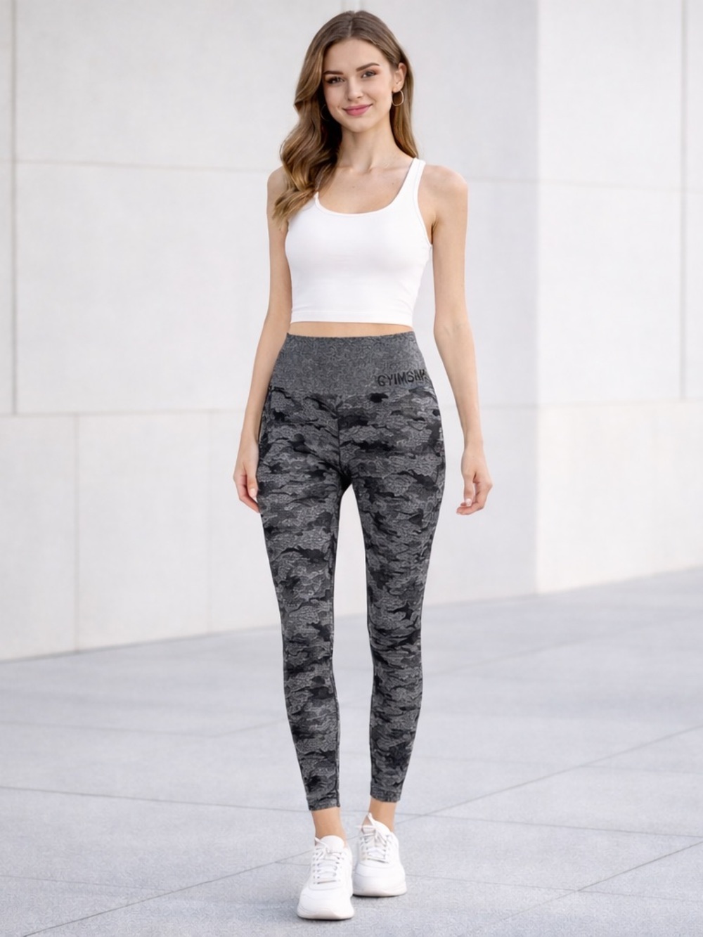 Gymshark Gray Charcoal Marble Camo High-Rise Leggings